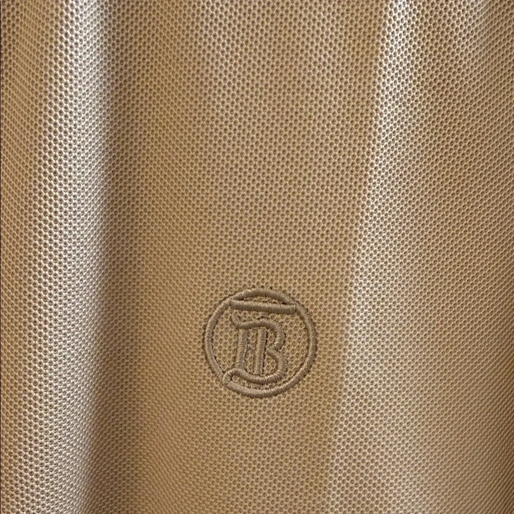 Burberry Tan Polo Shirt with Striped Collar - Picture 3 of 5